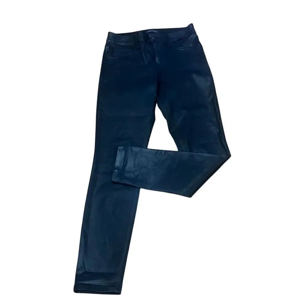 Level 99 Eco-Leather Coated Black Skinny Jeans Vegan Leather Size 6
